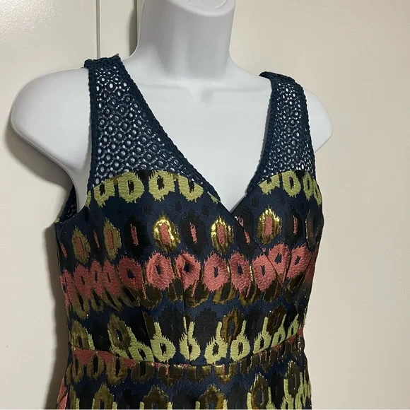 HD in Paris Anthropologie Yana Jacquard Peplum Top Blouse Size 4 Boho Chic - Picture 6 of 8